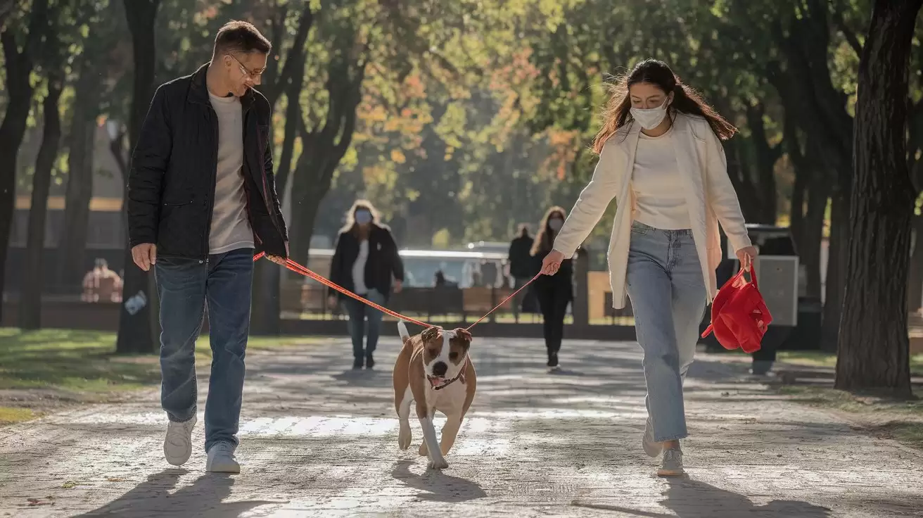 Perro paseando en parque